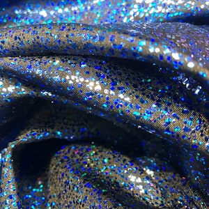 Holographic Mist Dots On Stretch Nylon Spandex Fabric By The Yard Used Costumes-Clothing-Accessories-Leggings [Royal Blue] FREE SHIPPING!