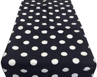 Polka Dot Print Poly Cotton Table Runner (White Dot on Navy Blu Choose Size Below