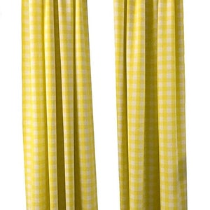 Checkered Country Plaid Gingham Checkered Backdrop Drapes Curtains Panels, Room Divider, 1 Pair - White & Light  Yellow) Choose Size Below