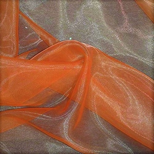 Polyester Soft Light Weight, Sheer, See Through Crystal Organza Fabric Sold By The Yard. Dk Orange