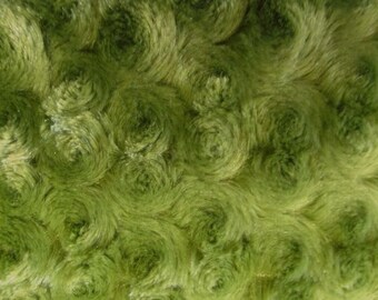 Minky Swirl Rose Blossom Ball Rosebud Plush Fur Fabric Polyester Sold By The Yard. Mint Green