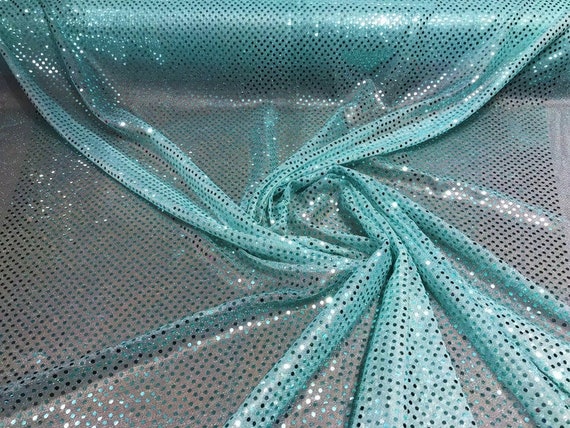 44 45 Wide Faux Sequin Light Weight Knit Fabric Shiny Dot Confetti for Sewing Costumes Apparel Crafts Sold by the Yard Aqua Etsy