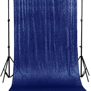 Mini Glitz Sequins Backdrop Drape Curtain for Photo Booth Background, 1 Panel (Navy Blue, 4 Feet Wide x 9 Feet Long)