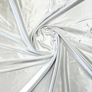 Deluxe Shiny Polyester Spandex Fabric Stretch 58&quot; Wide Sold by The Yard. White