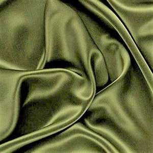 Stretch L&#39;Amour Satin Fabric, Sold By The Yard. Olive Green