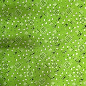 60&quot; Wide Bandanna Poly Cotton Print Fabric By The Yard Lime