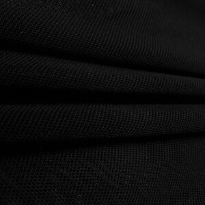 Solid Stretch Power Mesh Fabric Nylon Spandex Sold By The Yard. Black