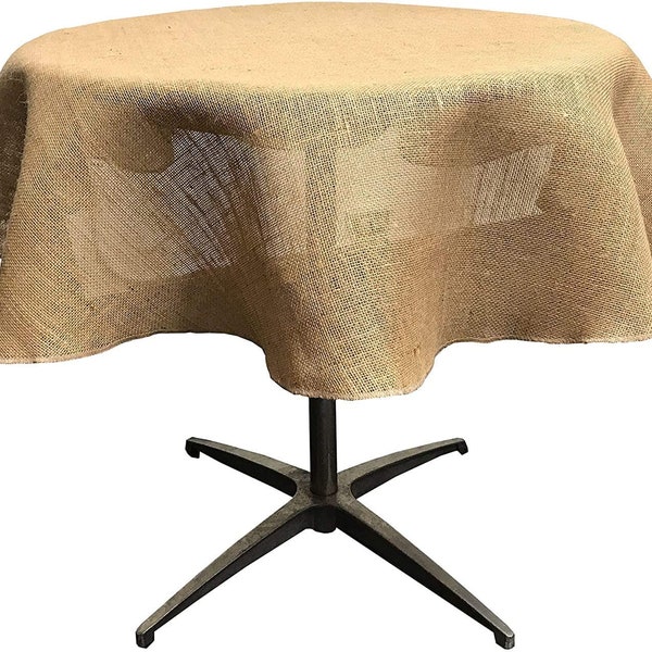 100% Natural Jute Burlap Tablecloth (Natural,  Round), Choose Size Below