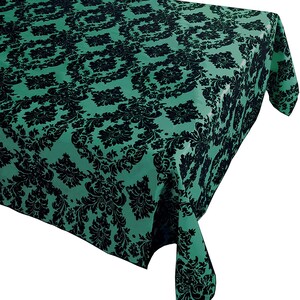 Decorative Damask Polyester Taffeta Tablecloth (Black/Aqua, Rectangular Tablecloth) Choose Sise Below