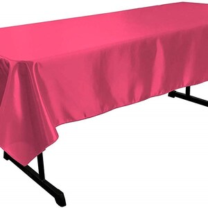 Polyester Bridal Satin Table Tablecloth ( Fuchsia, Rectangular, Choose Size Below