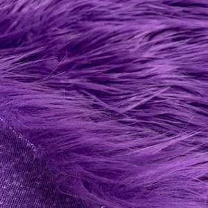 Shaggy Faux Fur Fabric Sold By The Yard 60&quot; Width Coats Costumes Scarfs Rugs Props Long Pile Purple