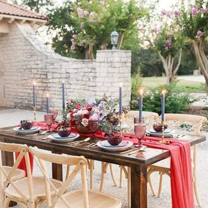 Chiffon Table Runner Extra Long, Wedding Runners, Holiday Table Runners, Long Table Runners, (Red,