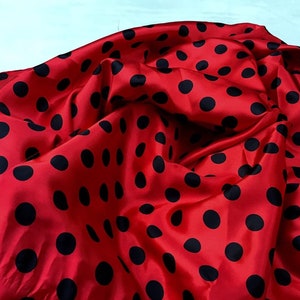 Red/black 1/2inch Polka Dot Silky/soft Charmeuse Satin Fabric. By The Yard