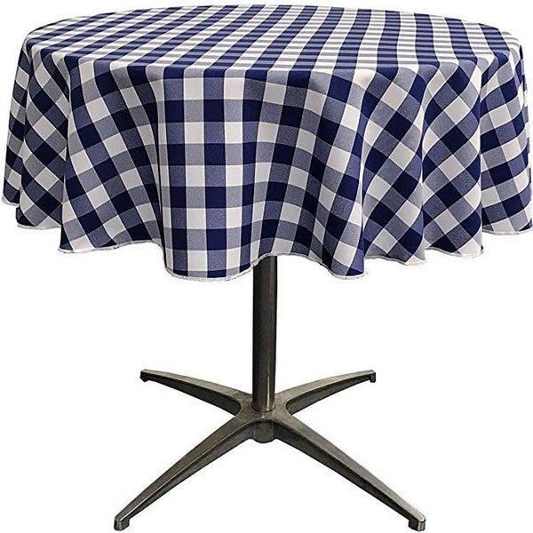 Navy and White Check Tablecloth Etsy