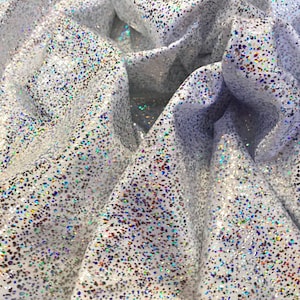 Holographic Mist Dots On Stretch Nylon Spandex Fabric By The Yard Used Costumes-Clothing-Accessories-Leggings [White] FREE SHIPPING!