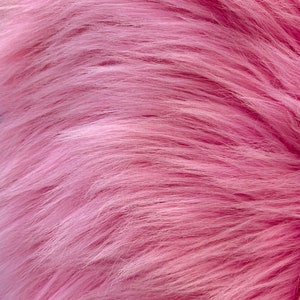 Shaggy Faux Fur Fabric Sold By The Yard 60&quot; Width Coats Costumes Scarfs Rugs Props Long Pile Pink