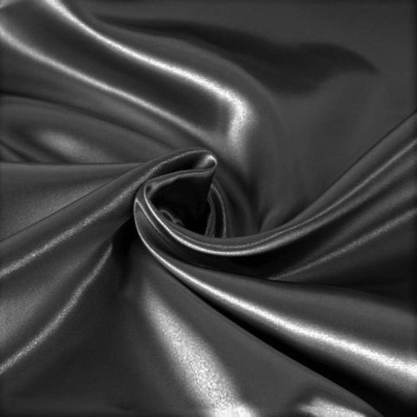 Heavy Shiny Bridal Satin Fabric for Wedding Dress, 60" inches wide sold by The Yard. Charcoal