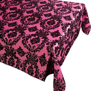 Decorative Damask Polyester Taffeta Tablecloth (Black/Fuchsia, Rectangular Tablecloth) Choose Sise Below
