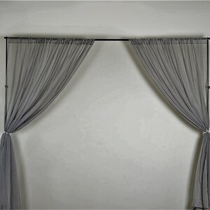 Sheer Voile Chiffon Fabric Draping Panels | Use for Backdrop Curtain 10 Feet Wide ( 2 Panels Gray ) Choose Size Below