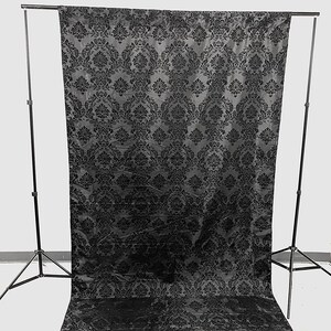 Damask Flocking Taffeta Backdrop Drape Curtain Panel, Set of 1, - (Black on Silver, Choose Color Below