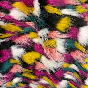 Patch Rainbow Faux Fur Fabric By The Yard Can Be Used For Costumes-Clothing-Accessories-Rugs [Multi-Color-Green] FREE SHIPPING!!!