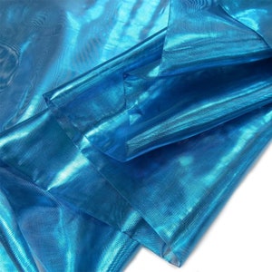 58&quot;-60&quot; Inches Wide, Light Weight Metallic Tissue Lame Fabric (1 Yard, Turquoise)