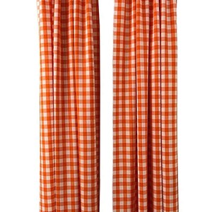 Checkered Country Plaid Gingham Checkered Backdrop Drapes Curtains Panels, Room Divider, 1 Pair - White & Orange ) Choose Size Below