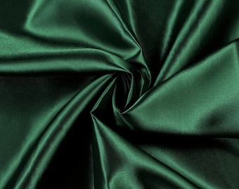 Charmeuse Bridal Solid Satin Fabric for Wedding Dress Fashion Crafts Costumes Decorations Silky Satin Sold By The Yard. Hunter Green
