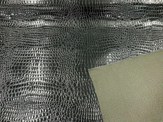 Crocodile Faux Leather Vinyl - Silver - Fabric 3D Scales Vinyl Crocodi