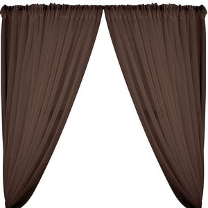 Sheer Voile Chiffon Fabric Draping Panels | Use for Backdrop Curtain 10 Feet Wide ( 2 Panels Brown ) Choose Size Below