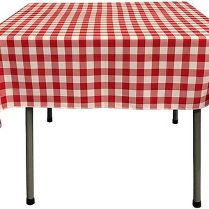 Gingham Checkered Square Tablecloth Red and White, Choose Size Below