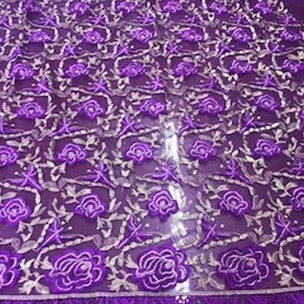 Fascinating purple light weight guipure design sold by the yard main image 0
