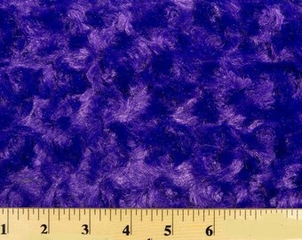Minky Swirl Rose Blossom Ball Rosebud Plush Fur Fabric Polyester Sold By The Yard. Purple