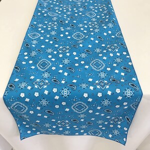 Bandanna Print Poly Cotton Table Runner ( Turquoise. Choose Size Below