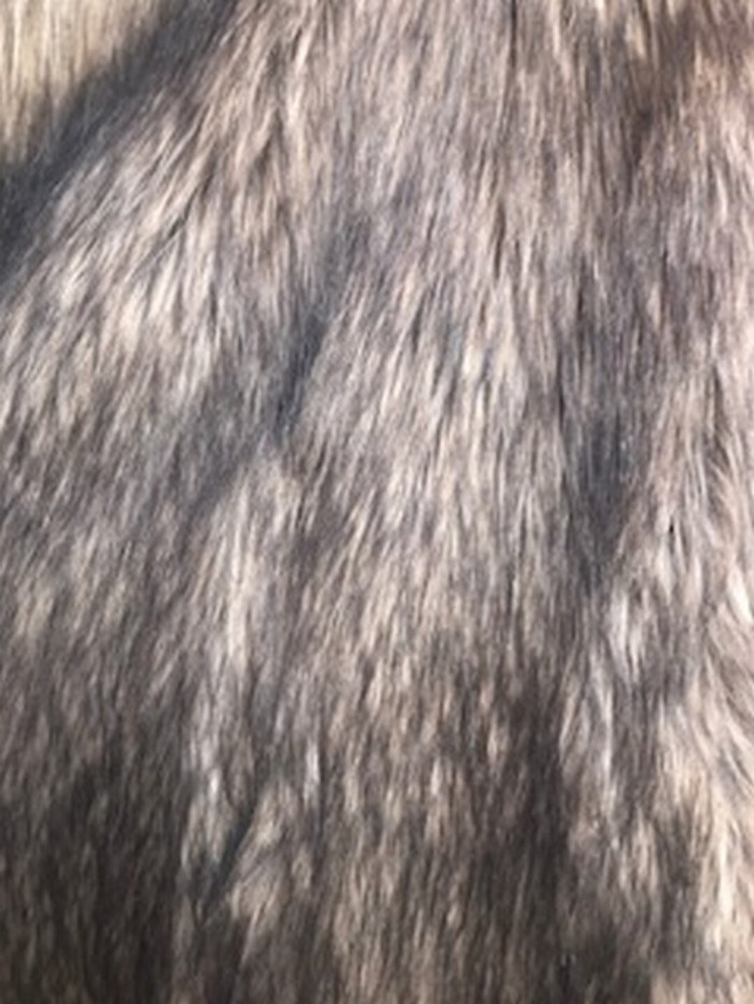 Husky Long Pile Fur Fabric - Plum / Black - Faux Husky Fur Fabric 2 Tone Shaggy Fur By Yard