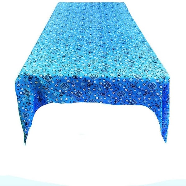 Bandanna Print Poly Cotton Tablecloth ( Turquoise , Choose Size Below