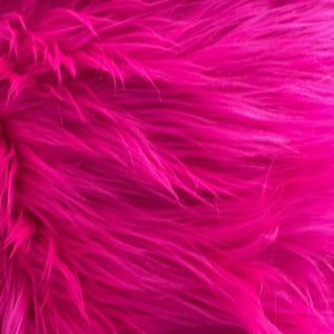 Shaggy Faux Fur Fabric Sold By The Yard 60&quot; Width Coats Costumes Scarfs Rugs Props Long Pile Hot Pink