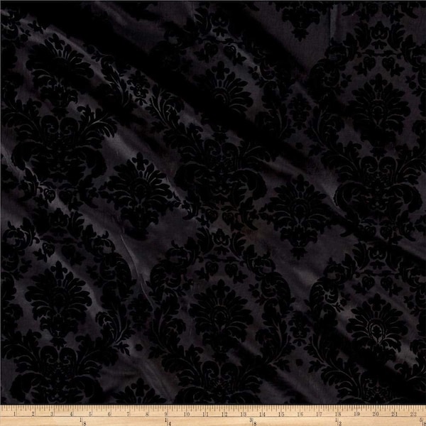 Black Damask Fabric Etsy