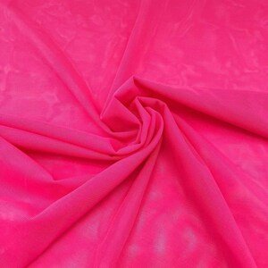 Solid Stretch Power Mesh Fabric Nylon Spandex Sold By The Yard. Hot Pink