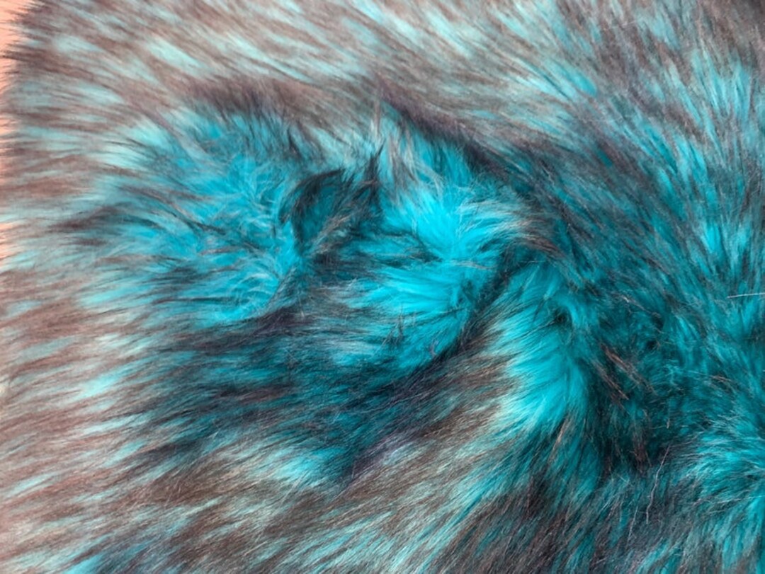 Husky Faux Fur Fabric By The Yard_ Shaggy Long Pile Fake Fur Material/ 2 TONE Fur Magenta/Black main image 0