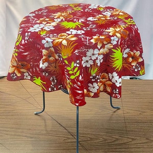 Printed Poly Cotton Tablecloth (Hawaiian Print Red,. Choose Size Below