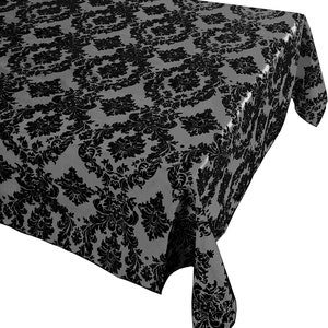 Decorative Damask Polyester Taffeta Tablecloth (Black/Silver, Rectangular Tablecloth) Choose Sise Below