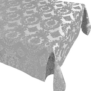 Decorative Damask Polyester Taffeta Tablecloth (White/White, Rectangular Tablecloth) Choose Sise Below