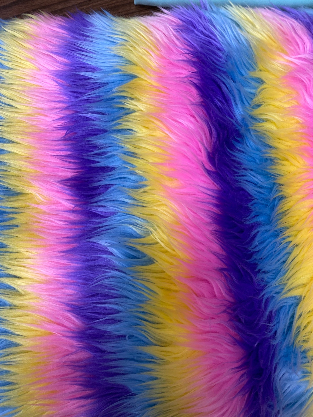 Shaggy Pastel Rainbow Stripe Faux Fur Fabric by the Yard Can - Etsy