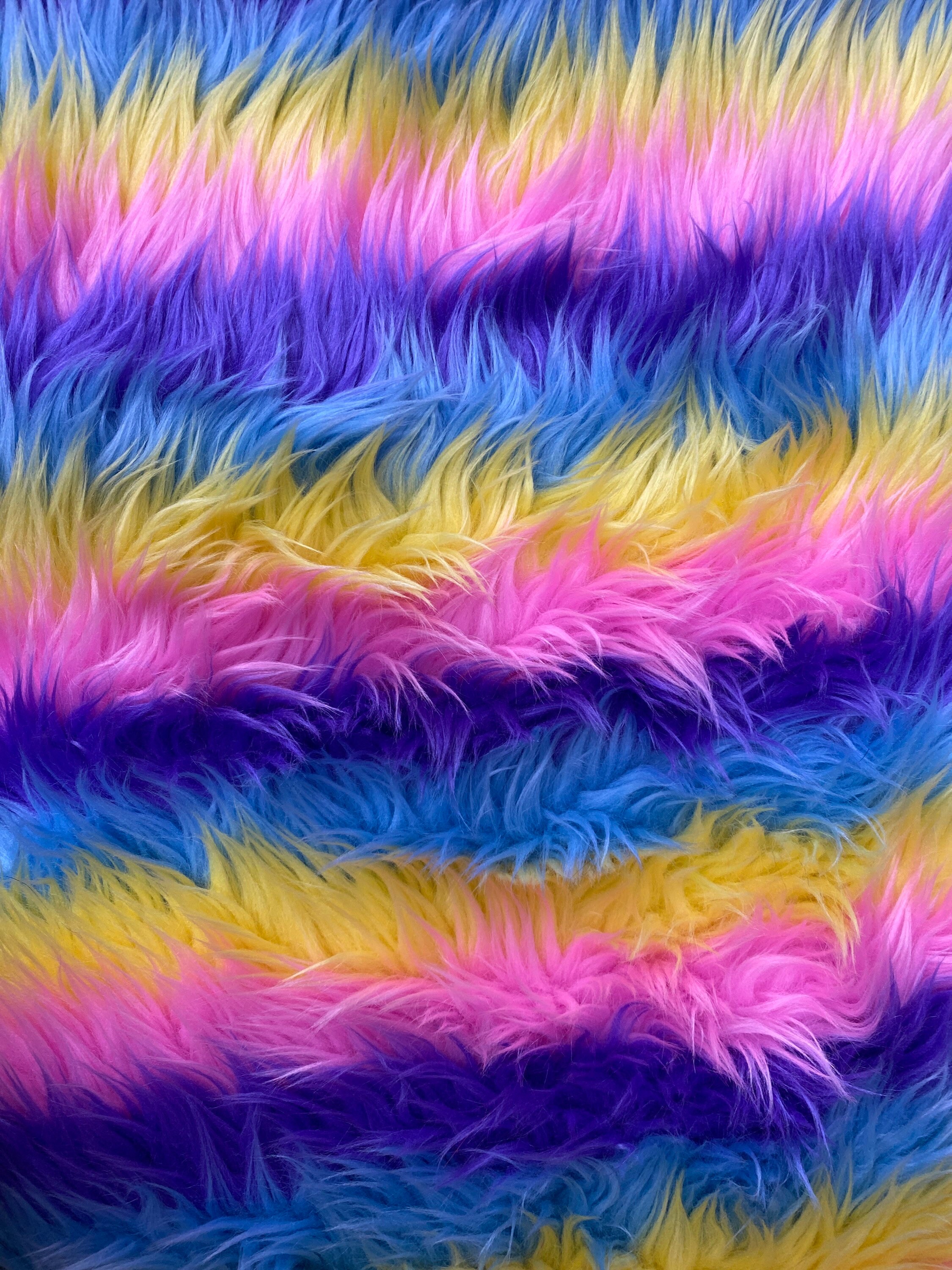 Shaggy Pastel Rainbow Stripe Faux Fur Fabric by the Yard Can - Etsy