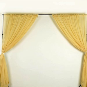 Sheer Voile Chiffon Fabric Draping Panels | Use for Backdrop Curtain 10 Feet Wide ( 2 Panels Yellow ) Choose Size Below