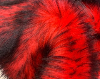 Husky Faux Fur Fabric By The Yard_ Shaggy Long Pile Fake Fur Material/ 2 TONE Fur Purple/Black