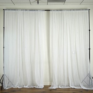 Sheer Voile Chiffon Fabric Draping Panels | Use for Backdrop Curtain 10 Feet Wide (  1 Panel White ) Choose Size Below