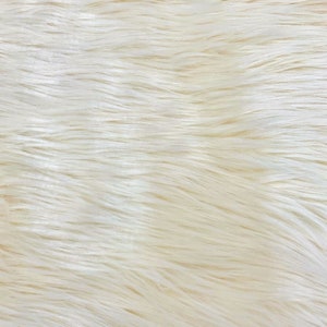 Shaggy Faux Fur Fabric Sold By The Yard 60&quot; Width Coats Costumes Scarfs Rugs Props Long Pile Ivory