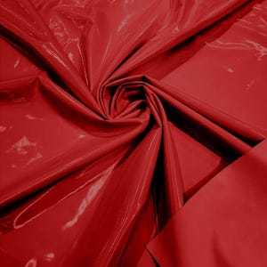 Red Spandex Shiny Vinyl Fabric (Latex Stretch) - Sold by the yard